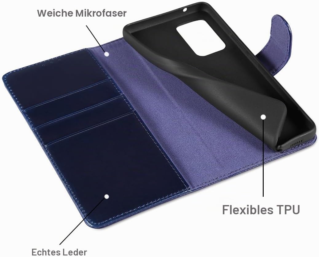 LENSUN Hülle für Samsung Galaxy A53 Echtleder, Handyhülle [Echtes Leder][Standfunktion][RFID Schutz