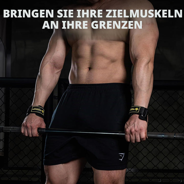 MANUEKLEAR Gewichtheben-Handgelenkbänder mit gepolsterter Handgelenkschlaufe, Leder-Gewichtheben, Ha