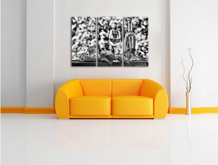 Pixxprint Wein und Weintrauben als Leinwandbild/Grösse: 3 Teilig (120x80) cm/Wandbild/Kunstdruck/fer
