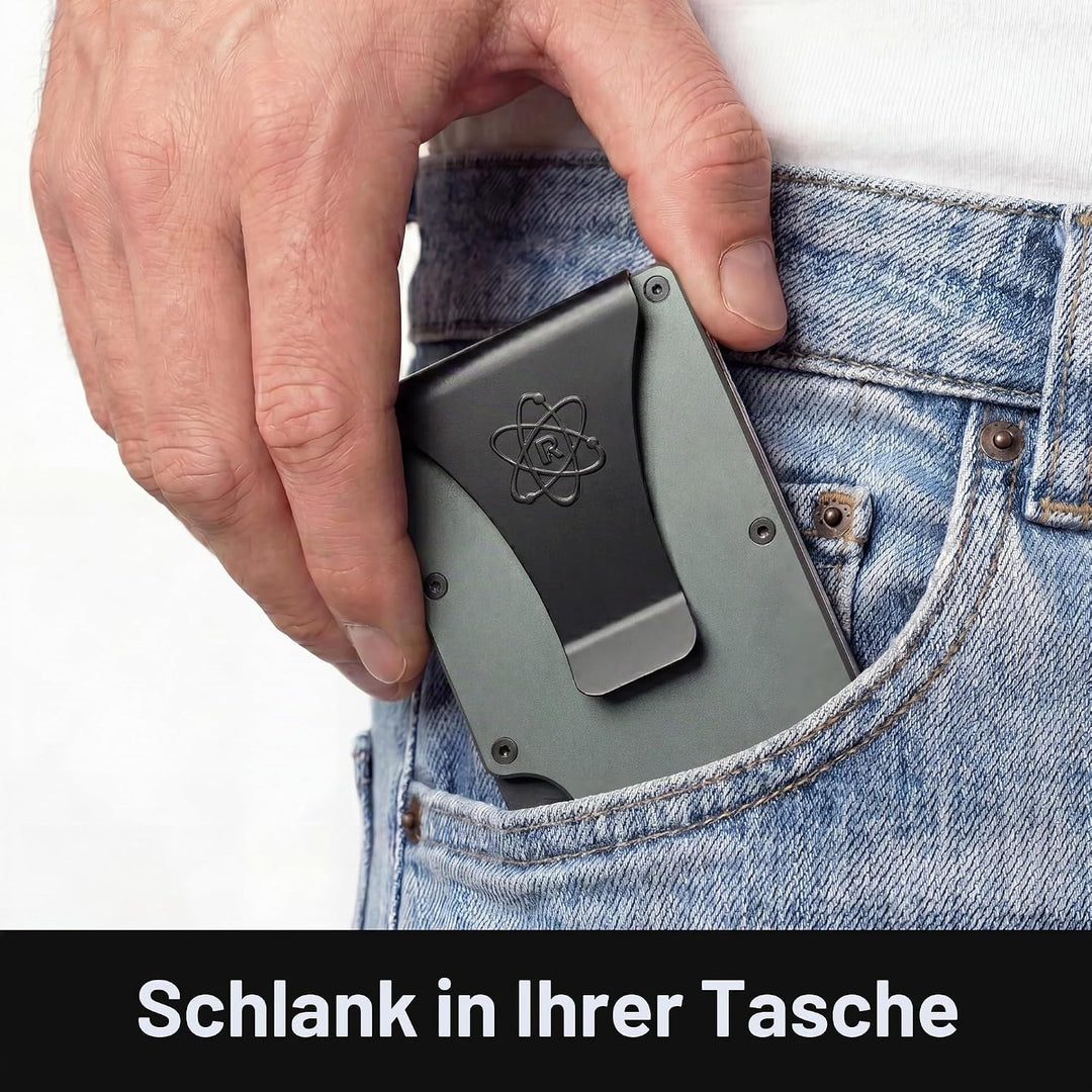 ROSSM Geldbörse Herren mit RFID-Schutz - Kartenetui Herren aus Kohlefaser und Metall mit Geldklammer
