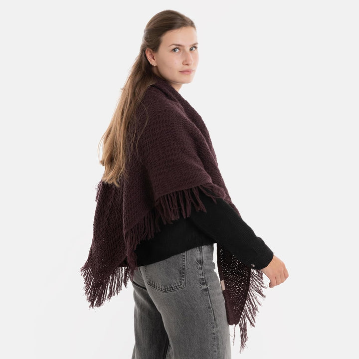 KNIT FACTORY - Dreiecksschal Amber - Damen Strickschal mit Wolle - Umschlagtuch für den Herbst und W