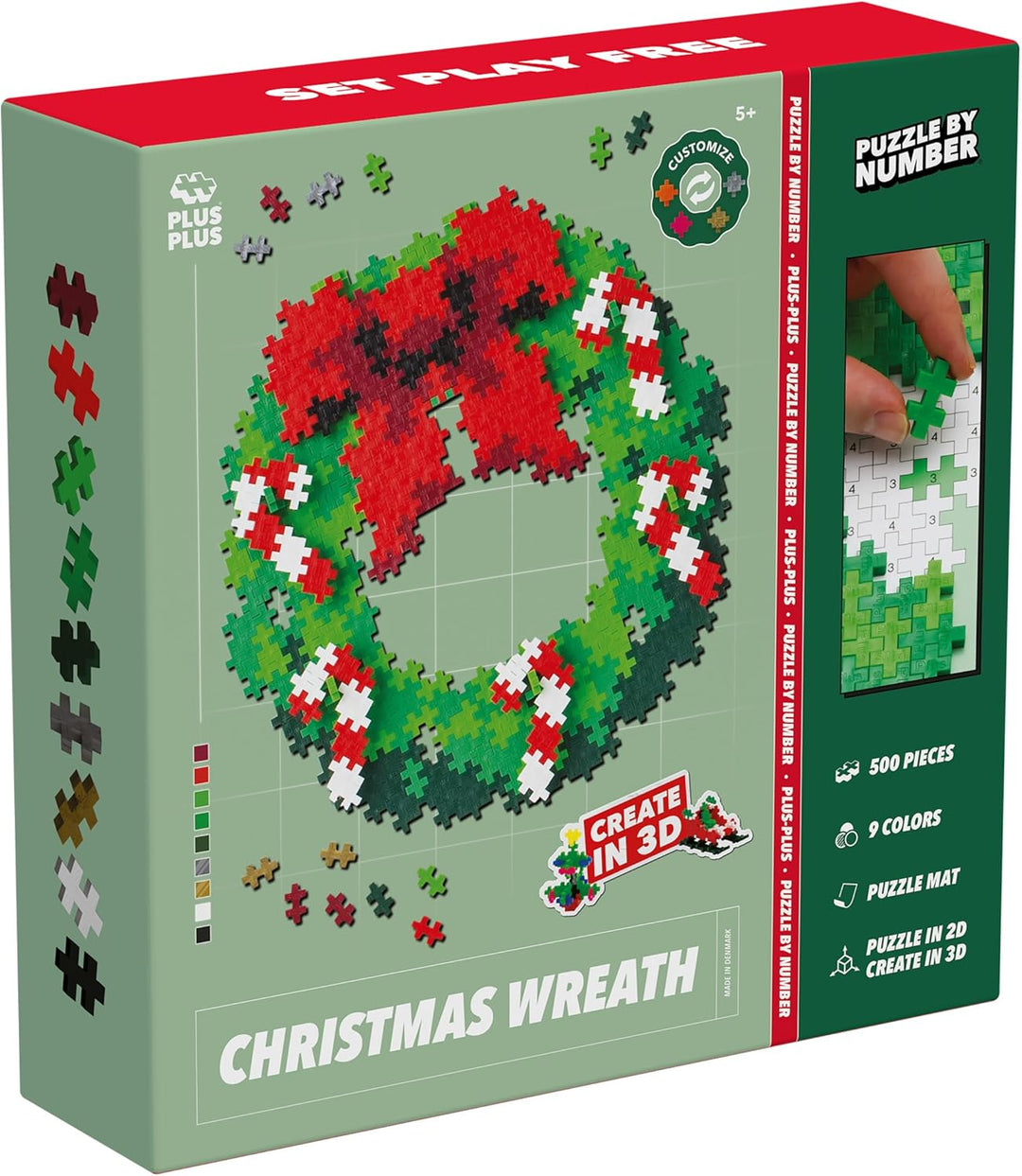Plus-Plus 3957 Geniales Konstruktionsspielzeug, Puzzle Weihnachtskranz, weihnachtliches Bausteinset,