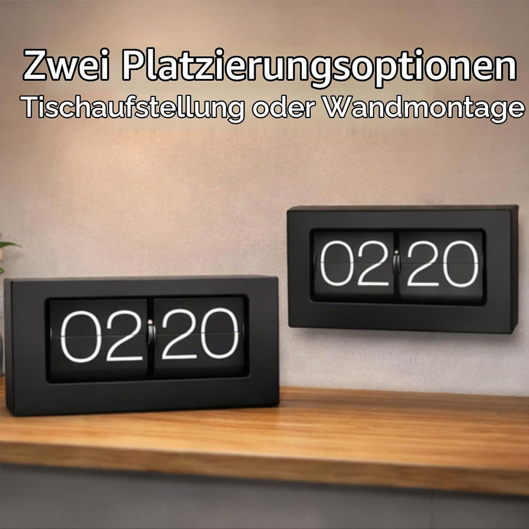 Greensen Retro Style Flip Clock, Mechanische Seitenwechsel-Desktop-Uhr mit Edelstahlbasis für Wohnzi
