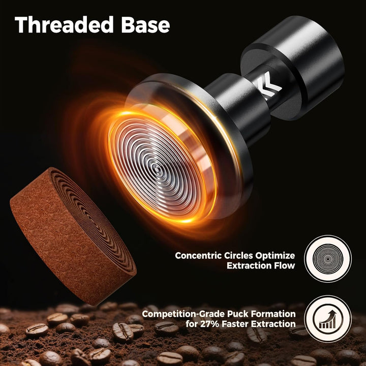 IKAPE 51 mm V6 Impact Espresso-Tamper mit akustischem Feedback, austauschbare Federn (15 lb / 30 lb)