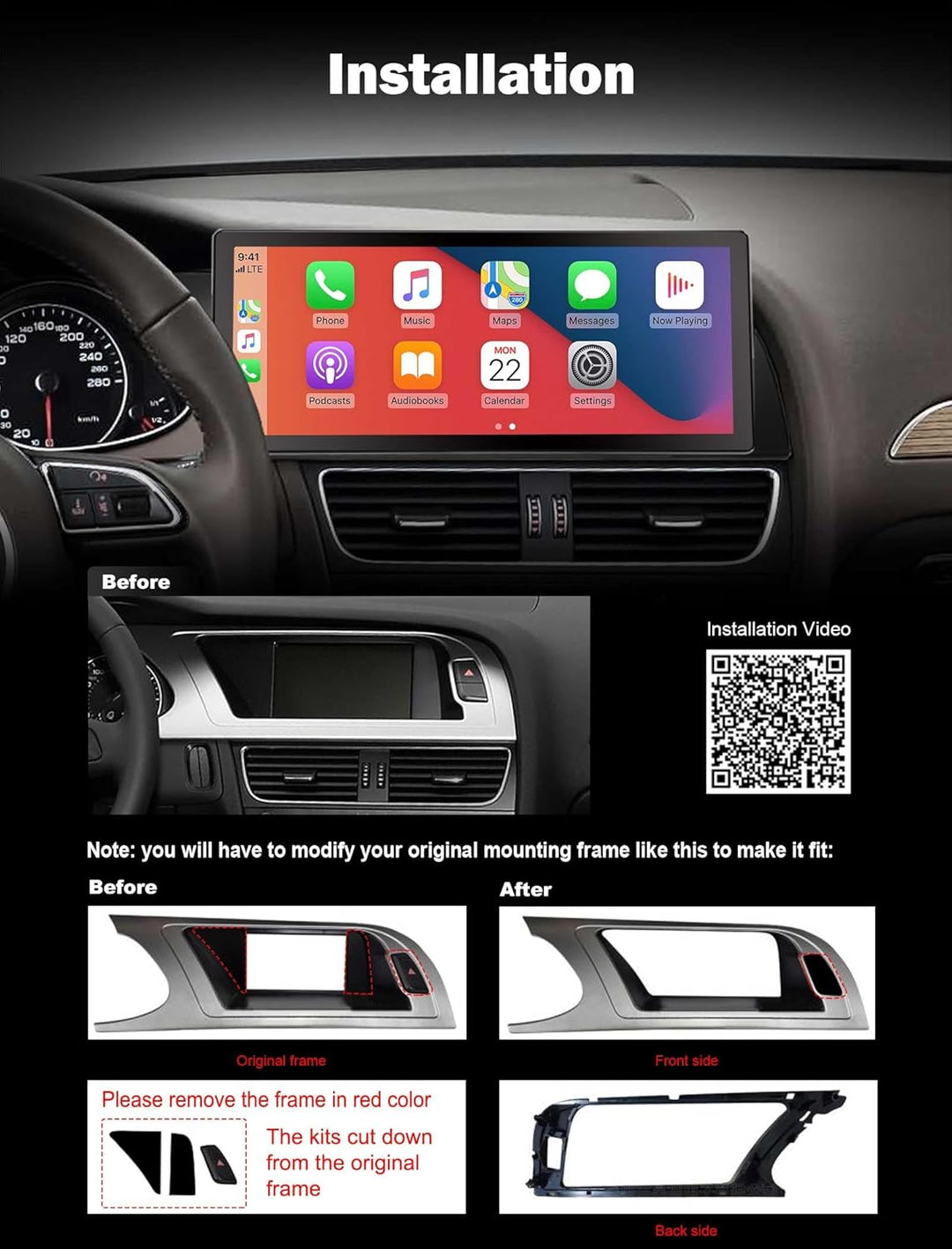 Erisin 10,25" 8-Kern 4GB+64GB Android 12 Autoradio mit GPS Navi IPS Bildschirm Für Audi A4 A5 B8 S4