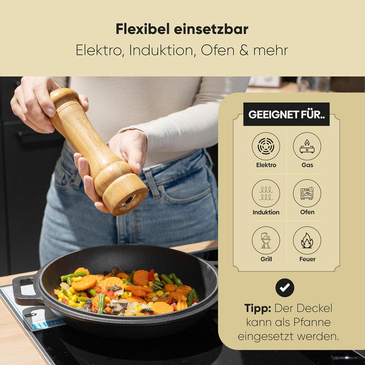 LaibMeister - Brotbacktopf aus Gusseisen mit Deckel. Einsetzbar als Bräter, Dutch Oven, Topf, Grillp