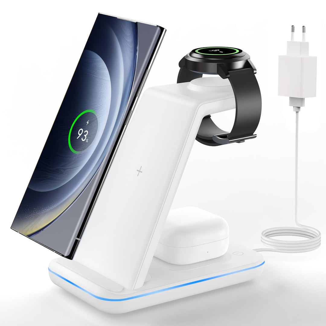 JoyGeek 3 in 1 Induktive Ladestation für Samsung, Wireless Charger für Samsung S25/S24/S23/S22/S21/Z