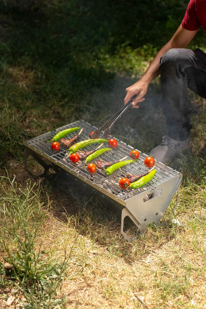 Vedem Zerlegbarer Tragbarer Grill – Mobiler Campinggrill aus verzinktem Stahl – Outdoor-Grill mit Sp