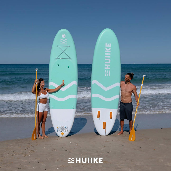 HUIIKE Stand Up Paddling Board mit Zubehör, Paddel, Finnen, Leash, Pumpe, Rucksack. SUP-Board Aufbla
