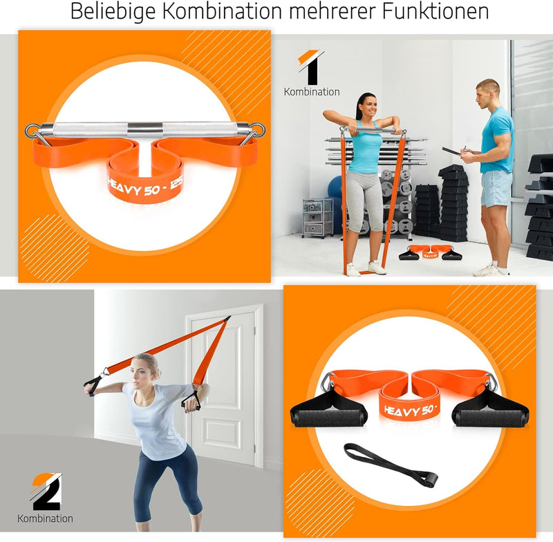 DASKING Fitnessbänder Krafttraining mit Stange, Resistance Bands Set