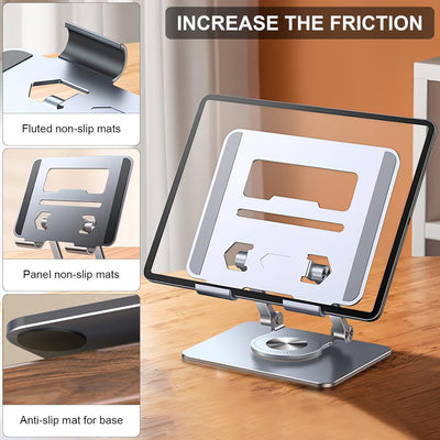 Stehaufe Drehbare Halterung aus Aluminiumlegierung für Tablet-Stände, 360° Drehbarer Laptop Ständer,