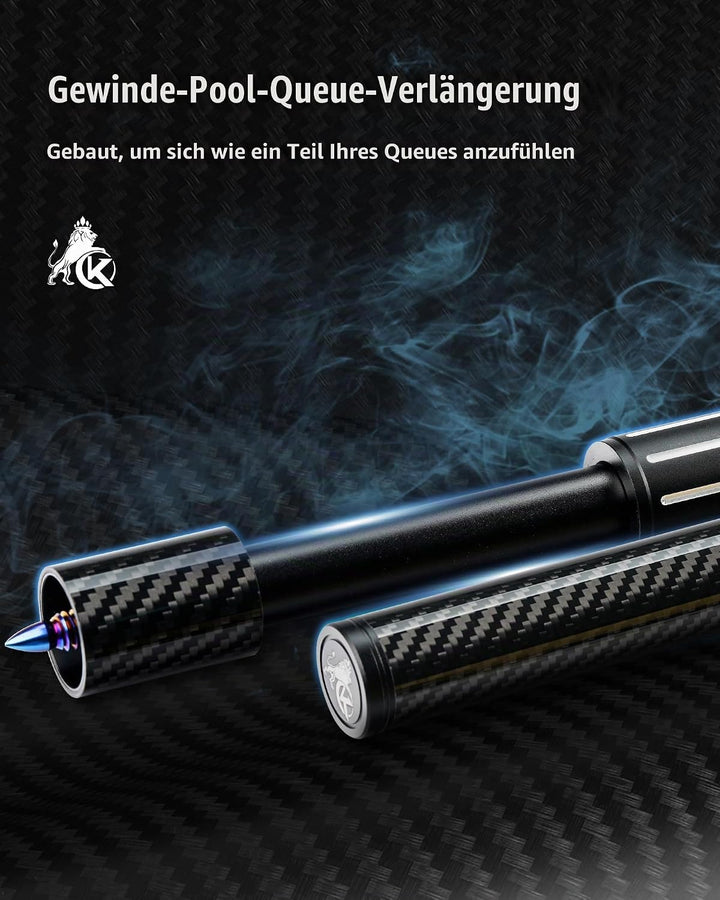 Konllen Pool-Queue-Verlängerung mit 3 Stossfängern, Carbonfaser, Billard-Queue-Verlängerung, Billard