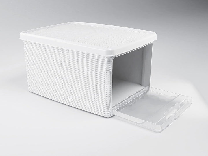 Stefanplast 30020 Mehrzweck-Behälter, Aufbewahren, In Rattanoptik aus Kunststoff, 19 x 29 x 16 cm We