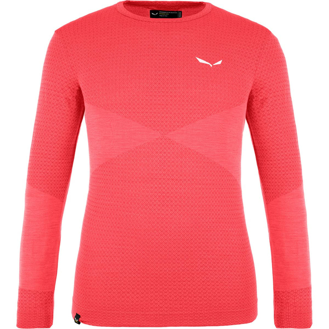 Salewa Unisex Baby Zebru Med Warm Amr K L/S Tee Langarmshirt 8 Jahre Koralle (Fluo Coral), 8 Jahre K