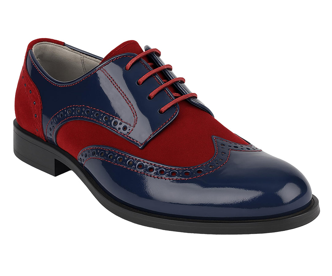 SIRRI Jungen Wildleder Lackschuhe Schnürschuhe Brogue formelle Hochzeitsschuhe 24 EU Marineblau Burg