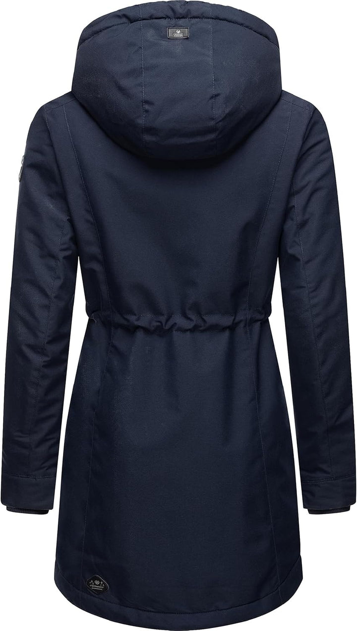Ragwear Damen Wintermantel Warmer Parka lang wasserdicht mit Abnehmbarer Kapuze Dakkota XS-6XL S Nav