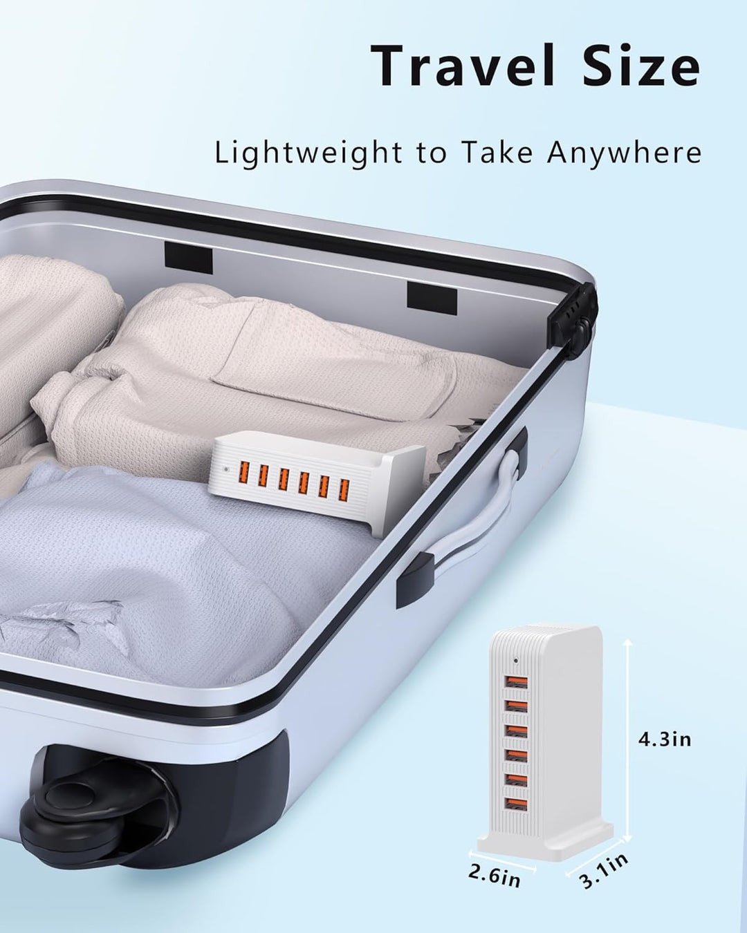 POANES 50W USB Ladegerät Mehrfach 6 Port USB Netzteile Handy Ladestation Weiss Steckdose für iPhone