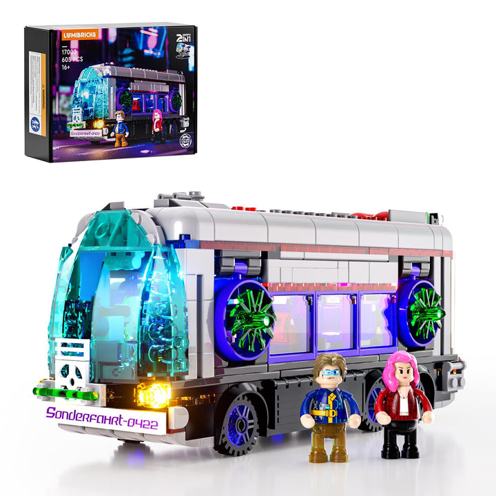 Lumibricks Cyberpunk Zukünftiger Bus mit LED-Beleuchtung – 2-in-1 Modell mit Licht, 605 Teile für Sc