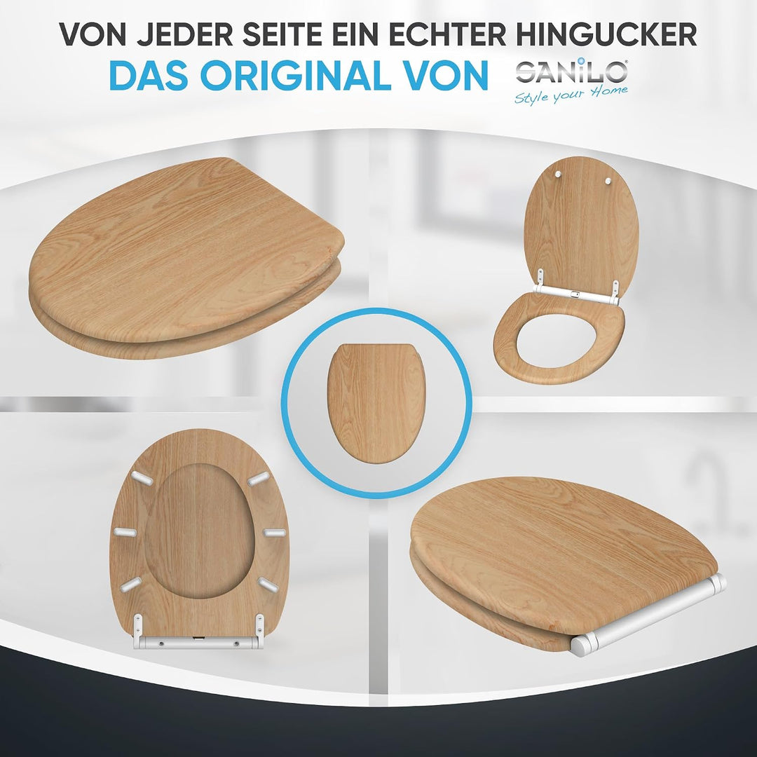 Sanilo WC Sitz mit Absenkautomatik, viele schöne Holz Toilettendeckel zur Auswahl, hochwertige und s