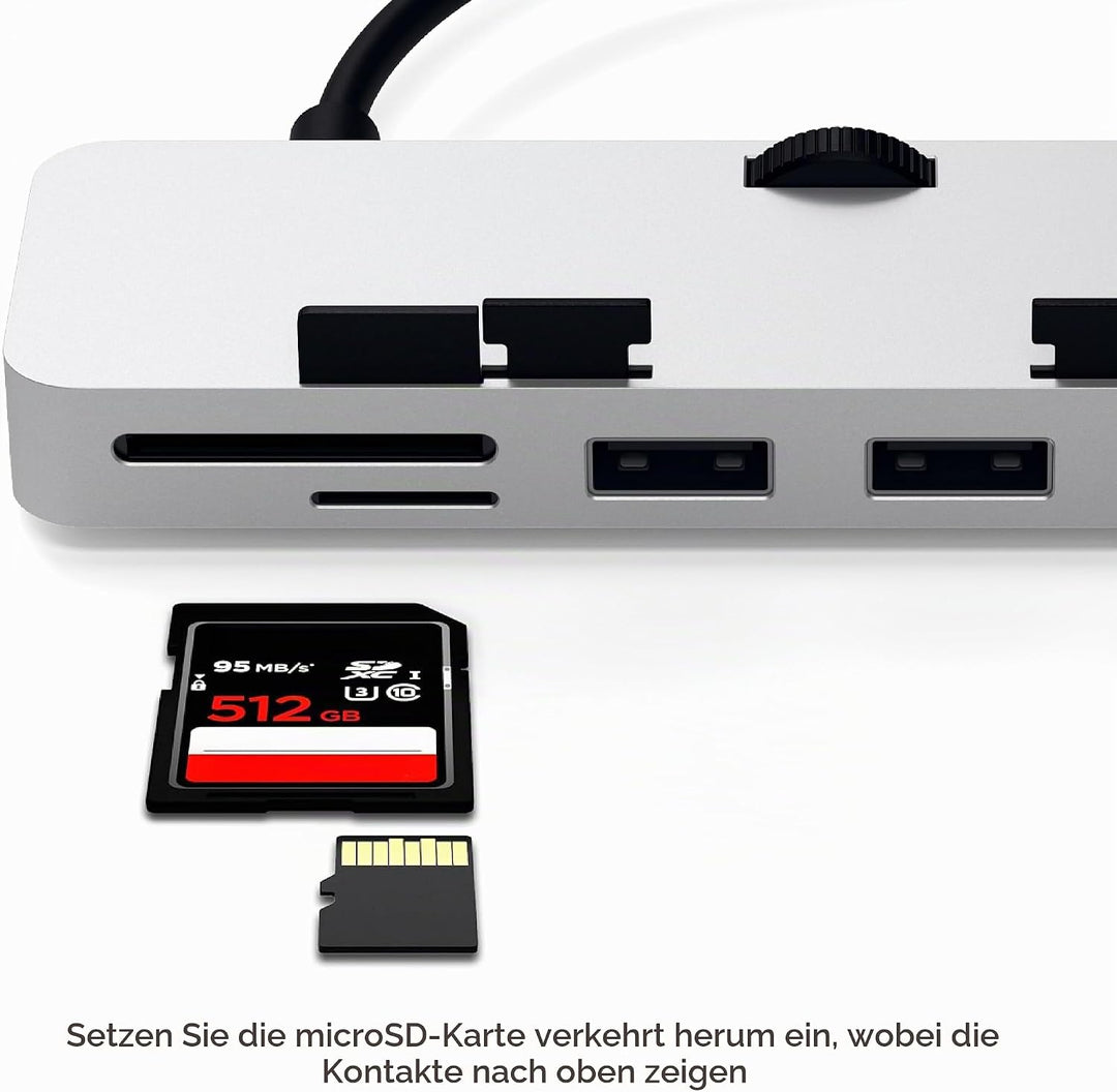 SATECHI USB-C Klemm-Hub für iMac, Silber 2017/2019/2020 iMac Silber, 2017/2019/2020 iMac Silber