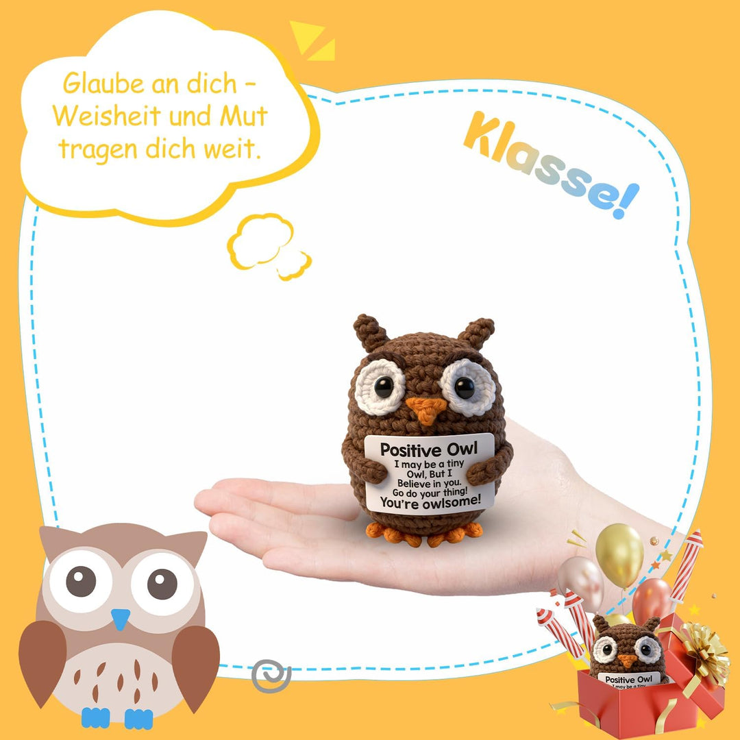 Handgefertigtes Häkel-Dekoelement Eule – Emotionales Begleitobjekt & Geschenk für Erwachsene zu Weih