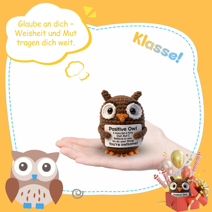 Handgefertigtes Häkel-Dekoelement Eule – Emotionales Begleitobjekt & Geschenk für Erwachsene zu Weih