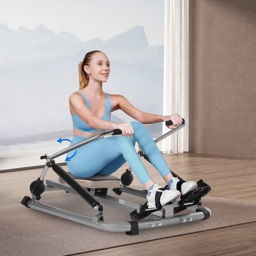 Rudergerät Klappbar mit 12 Widerstand Einstellbares Heimrudergerät LCD-Monitor Fitnessgerät Belastun