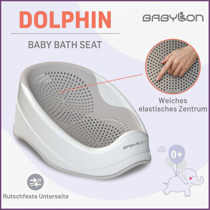 BABYLON DOLPHIN Badewannensitz Baby Ab 0-6 Monate – Ergonomisches Kinder Badewanne – Hypoallergen, S
