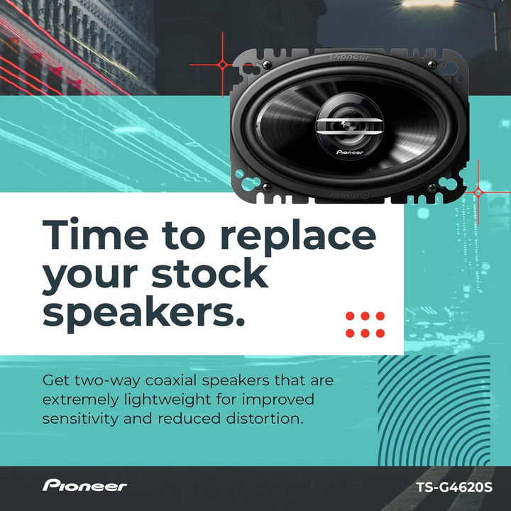 PIONEER Ts-G4620s G-Series 4" X 6" 200-Watt 2-Way Coaxial Speakers 8.30in. x 6.90in. x 2.60in, Black