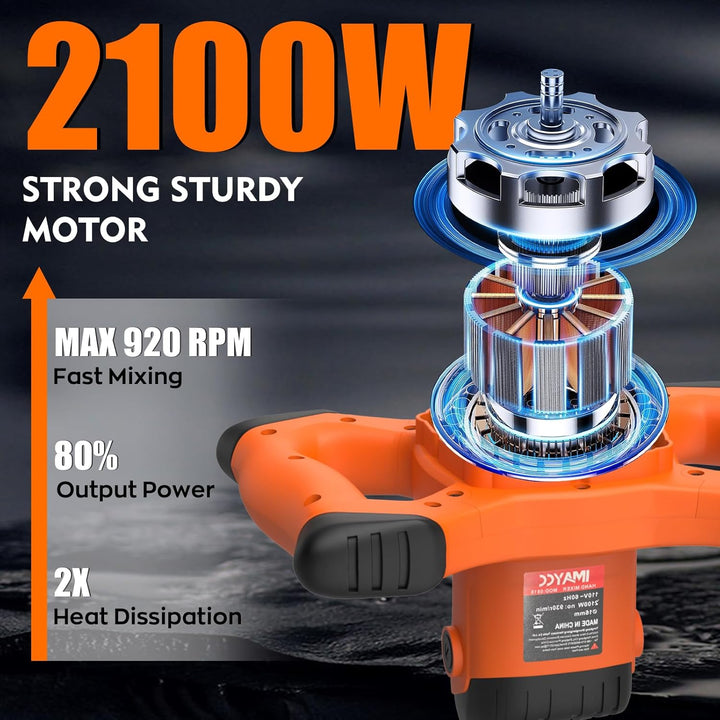 IMAYCC 2100W Mörtelrührer, Betonmischer, Rührwerk Beton with 6 Speed, Quirl Mörtelrührer M14, Rührge