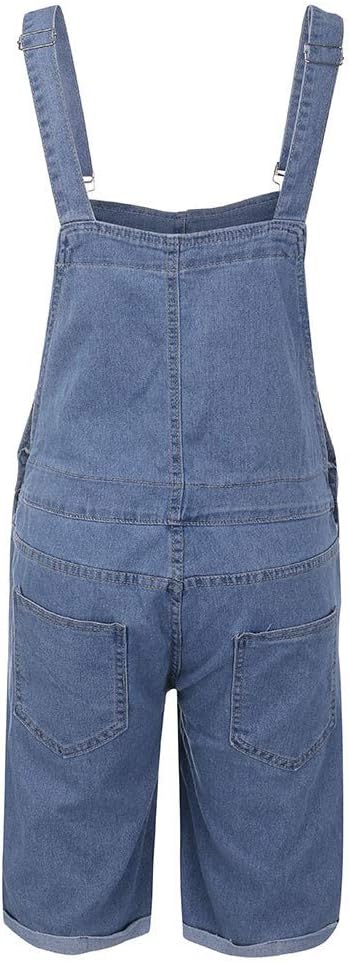 Herren Jeans Latzhose Kurze Streetwear Strap Overall Jumpsuit Regular Fit Jeanshose Washed Denim Kur