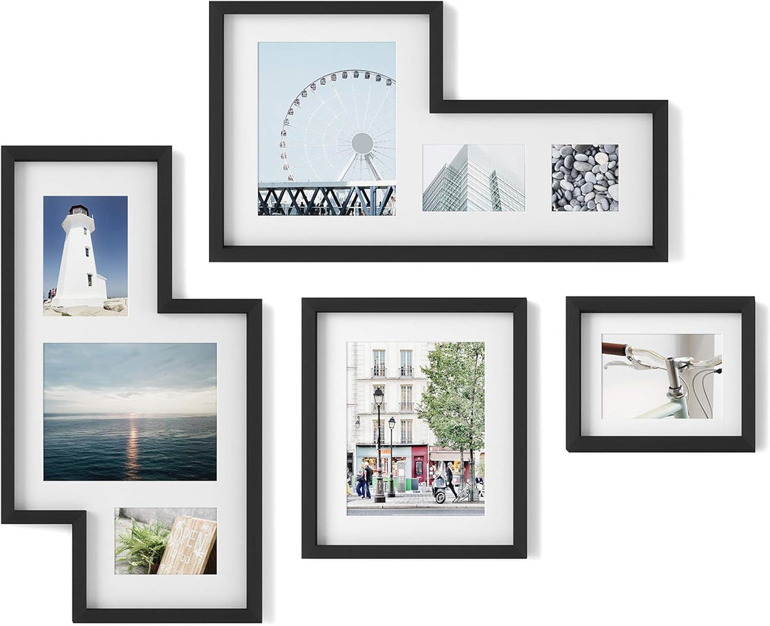 Umbra Mingle Galerie Bilderrahmen-Set und Fotocollage, 4-teilig, für 10x10cm, 13x18cm, 20x25cm Bilde
