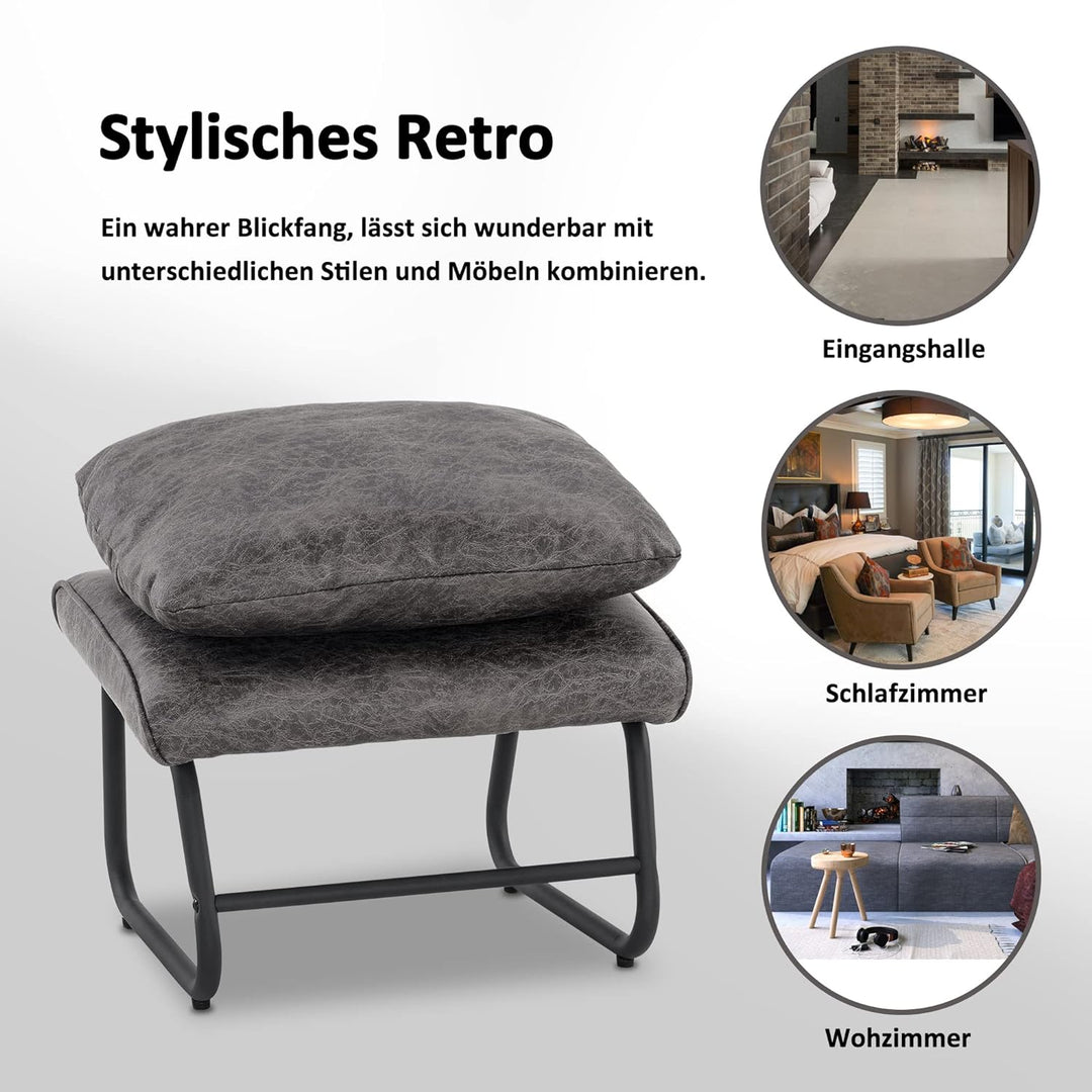 M MCombo Sitzhocker Fussstütze mit Metallbeinen +Kissen, Vintage Hocker Ottoman Schminktisch für Woh
