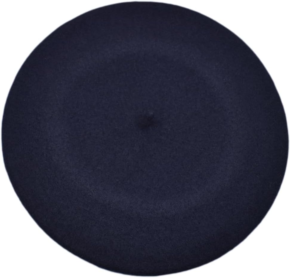 MELEGARI Baskenmütze für Damen | 100% Wolle | Roma Beret | Made in Italy Einheitsgrösse Dunkelblau 6