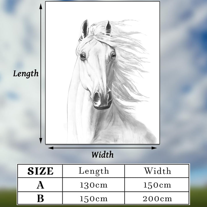 Pferd Kuscheldecke Flanell Decke Fleecedecke Flauschig Weich und Warme,3D Pferd Wohndecke Sofadecke