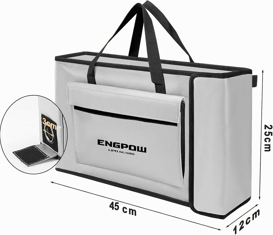 Akku Tasche Ebike Batterie Tasche Feuerfeste bis 2000°F Explosionsgeschützte Lipo Bag kompatibel mit