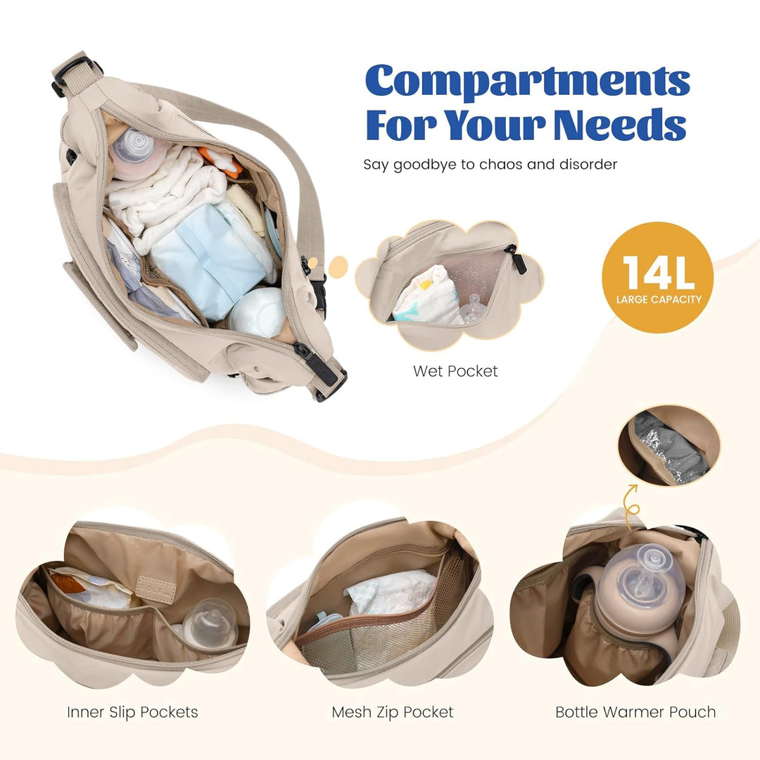 Baby Wickeltasche,Gross 14L Windeltasche für Unterwegs Diaper Bag, Wickelunterlage Multifunktions Lä