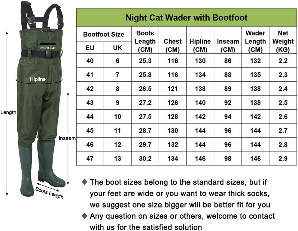 Night Cat Wathose Herren Damen Frauen Wathose mit Stiefeln Wasserdichte Atmungsaktive Crosswater Wad