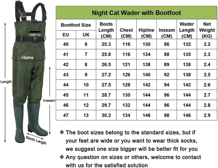 Night Cat Wathose Herren Damen Frauen Wathose mit Stiefeln wasserdichte Atmungsaktive Crosswater Wad