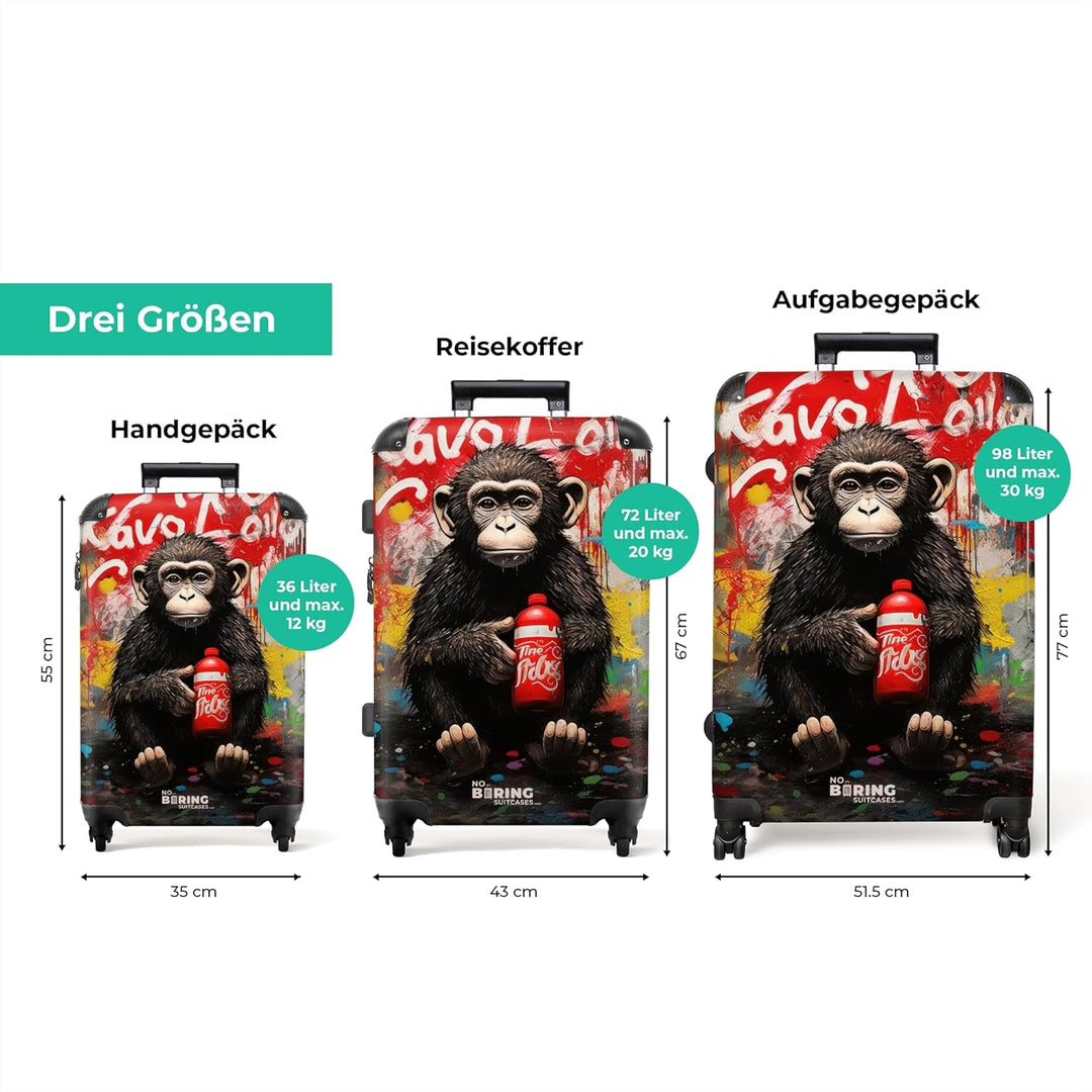 NoBoringSuitcases.com® Koffer XL Gross 77x51.5x28 cm Hartschale Reisekoffer 4 Rollen Leicht Koffer T