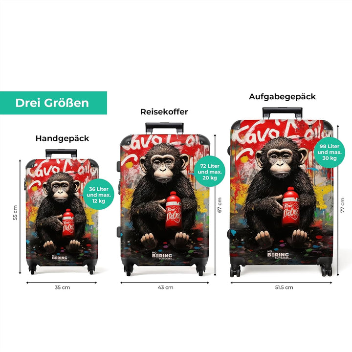NoBoringSuitcases.com® Koffer XL Gross 77x51.5x28 cm Hartschale Reisekoffer 4 Rollen Leicht Koffer T