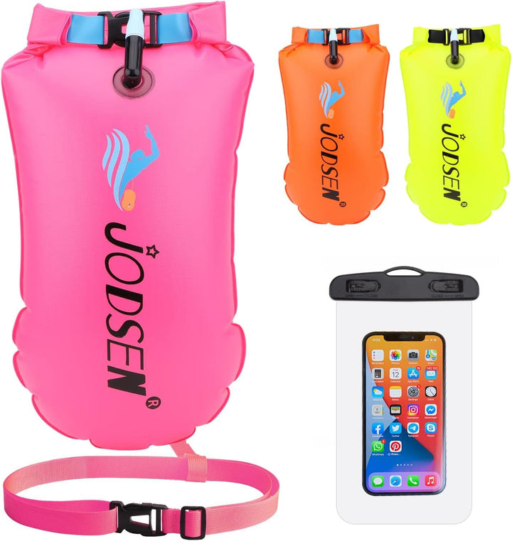 Schwimmboje,Boje Schwimmen Aufblasbare Trockentasche 20l mit Wasserdichter Handytasche,Trockensack f