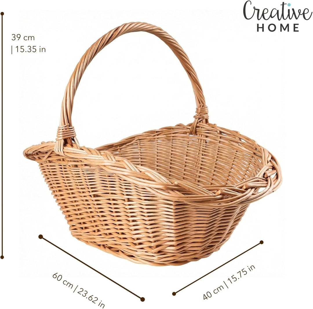 Creative Home Gross Holztrage Rattan Kaminholzkorb Kaminkorb Tragekorb | 60 x 40 x 39 cm | Aufbewahr