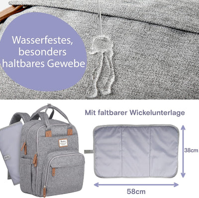 RUVALINO Wickeltasche Rucksack Grosser Wickelrucksack mit multifunktionalen Babytaschen und mobiler