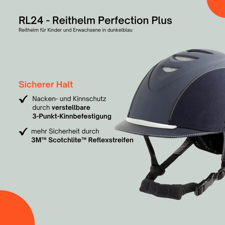 RL24 - Reithelm Perfection Plus | atmungsaktives &amp; waschbares Innenfutter | Reitkappe mit Kinn- &amp; Na