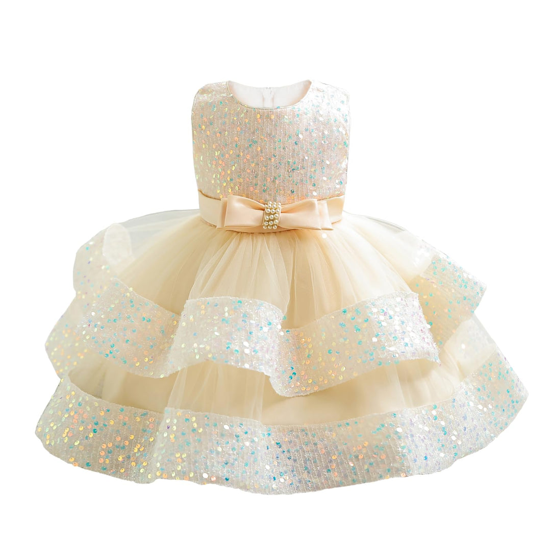 Miipat Baby Mädchen Kleid Prinzessin Tüll Pailletten Partykleid Ärmellos Tutu Blumenmädchenkleider f