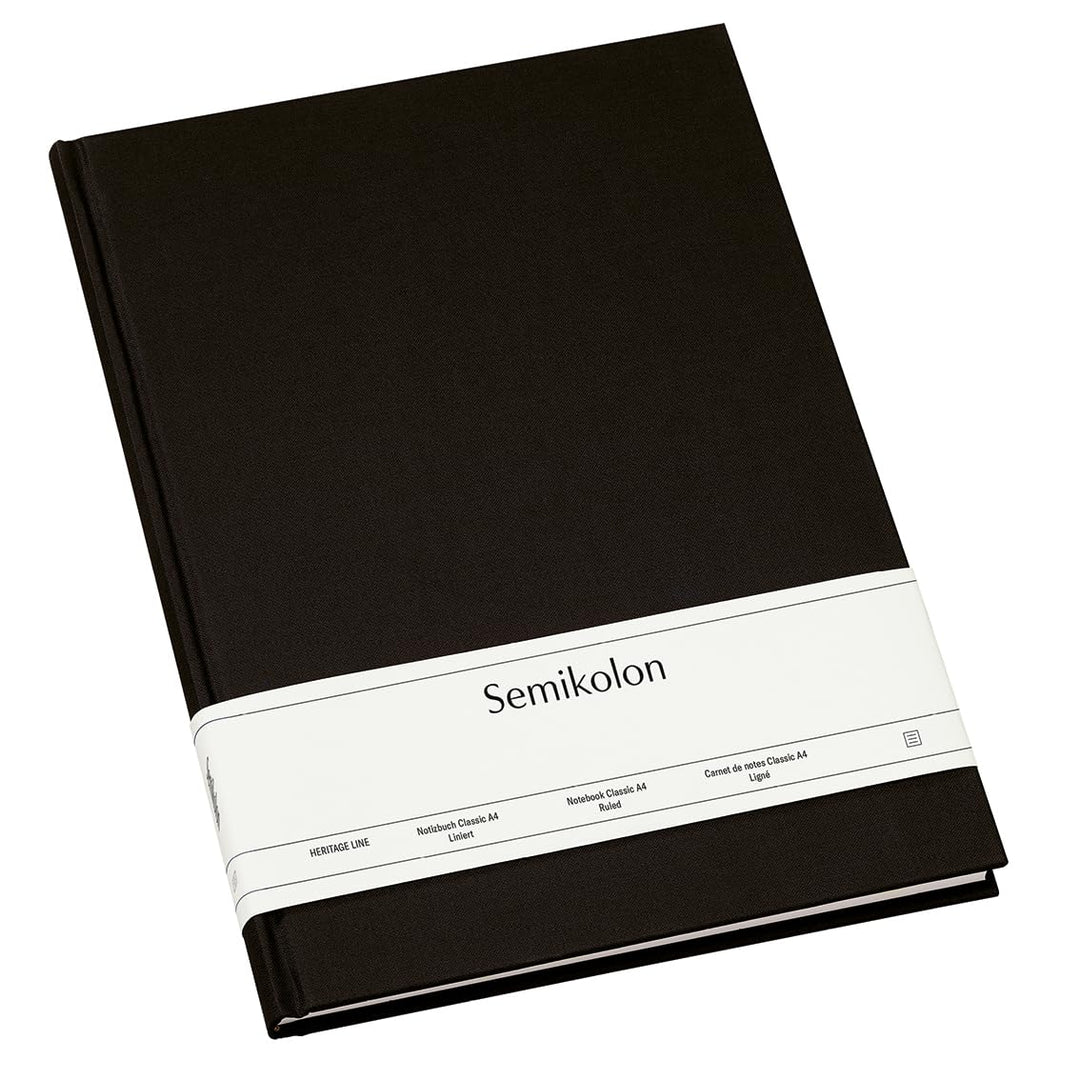 Semikolon 350924 - Notizbuch Classic A4 liniert - 176 Seiten, cremeweisses Papier – Lesezeichen – bl