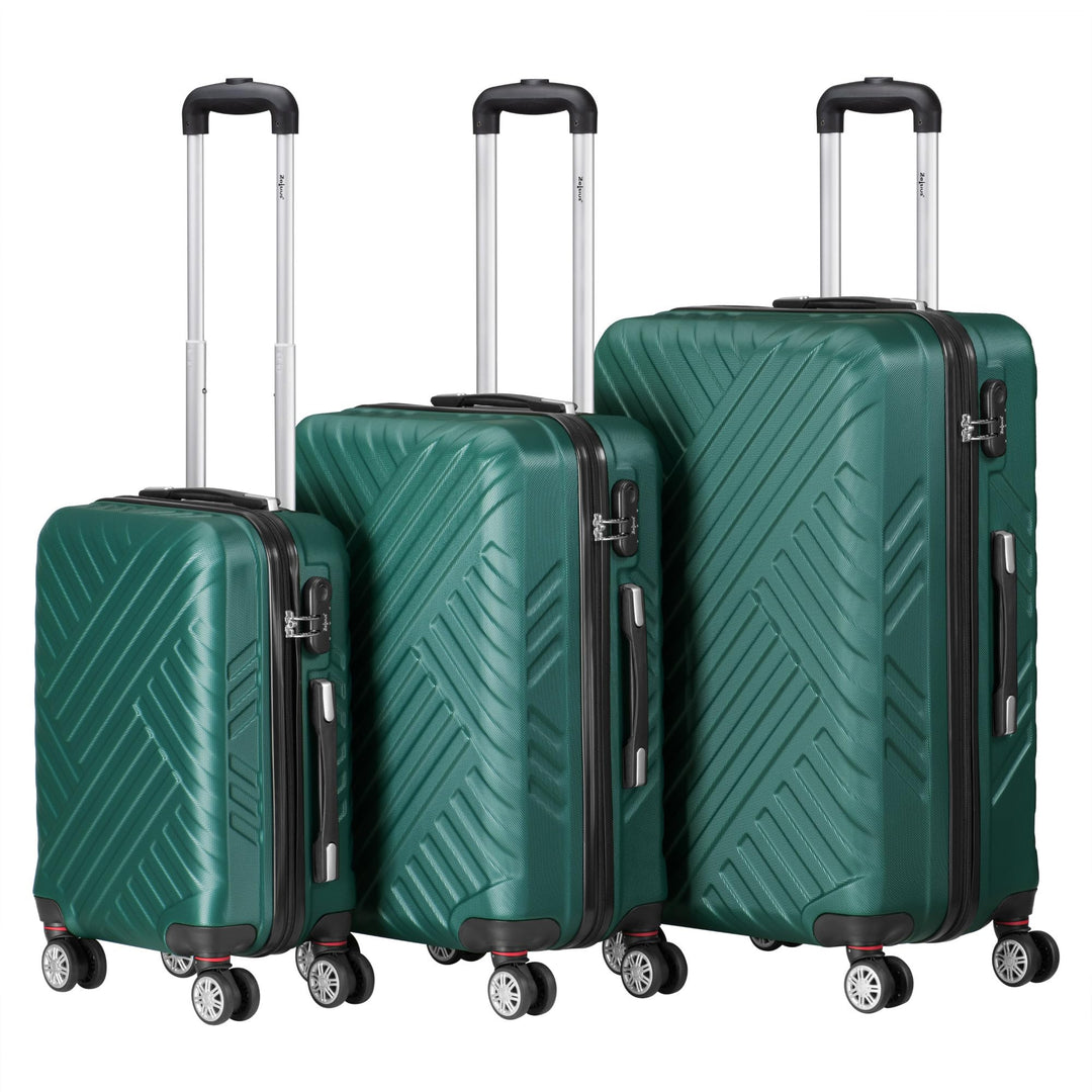 Zelsius Koffer Set 3 Stück, Petrol Grün | ABS Hartschalenkoffer mit Zahlenschloss, Doppelrollen und