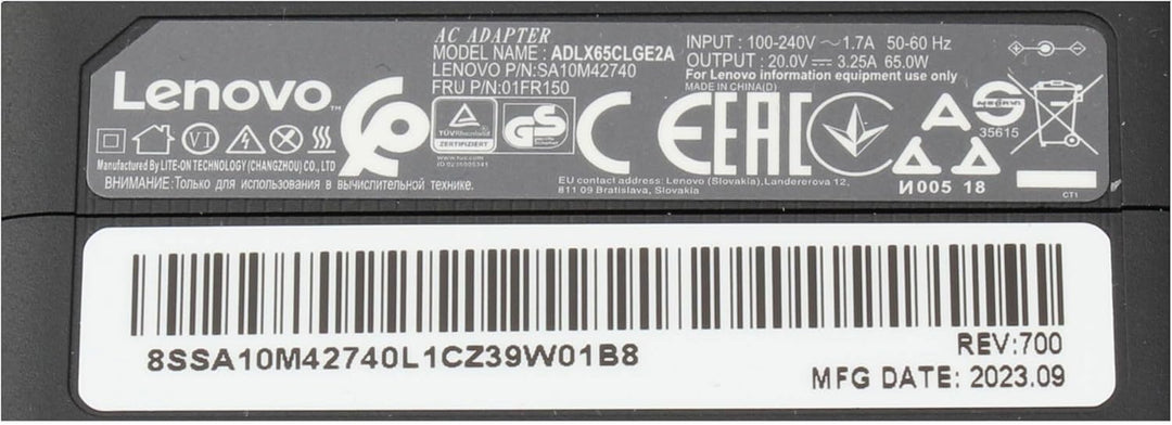 Lenovo V15-IIL (82C5) Original Netzteil 65 Watt EU Wallplug