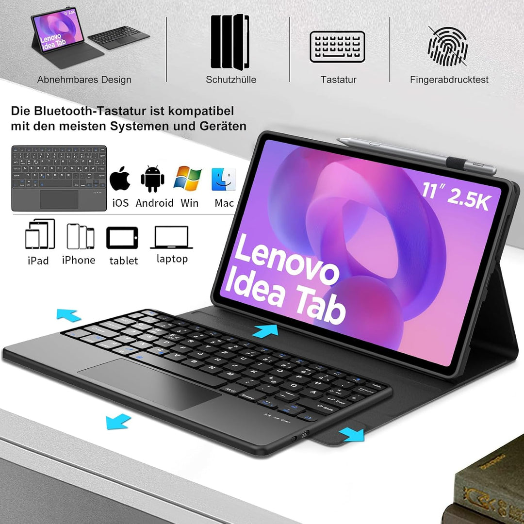 FOGARI Trackpad Tastatur für Lenovo Idea Tab 11 Zoll 2025/K11 Gen 2, Kabellose Abnehmbarer Multi Tou